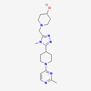molecular formula C19H29N7O B5533134 1-({4-methyl-5-[1-(2-methylpyrimidin-4-yl)piperidin-4-yl]-4H-1,2,4-triazol-3-yl}methyl)piperidin-4-ol 