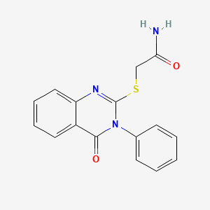 molecular formula C16H13N3O2S B5533143 2-[(4-oxo-3-phenyl-3,4-dihydro-2-quinazolinyl)thio]acetamide 