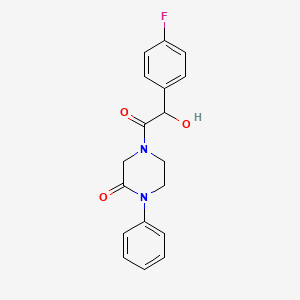molecular formula C18H17FN2O3 B5533197 4-[(4-fluorophenyl)(hydroxy)acetyl]-1-phenyl-2-piperazinone 