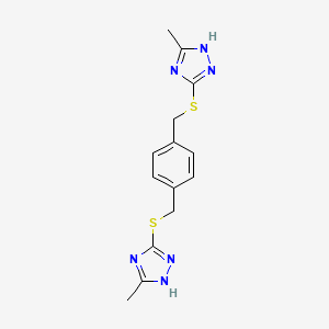 molecular formula C14H16N6S2 B5533223 5,5'-[1,4-phenylenebis(methylenethio)]bis(3-methyl-1H-1,2,4-triazole) 