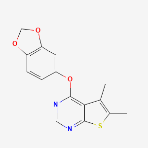molecular formula C15H12N2O3S B5533230 4-(1,3-benzodioxol-5-yloxy)-5,6-dimethylthieno[2,3-d]pyrimidine 