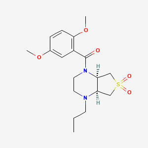 molecular formula C18H26N2O5S B5533236 (4aS*,7aR*)-1-(2,5-dimethoxybenzoyl)-4-propyloctahydrothieno[3,4-b]pyrazine 6,6-dioxide 