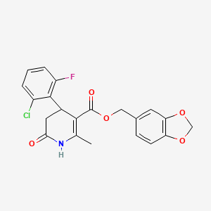 molecular formula C21H17ClFNO5 B5533246 1,3-benzodioxol-5-ylmethyl 4-(2-chloro-6-fluorophenyl)-2-methyl-6-oxo-1,4,5,6-tetrahydro-3-pyridinecarboxylate 