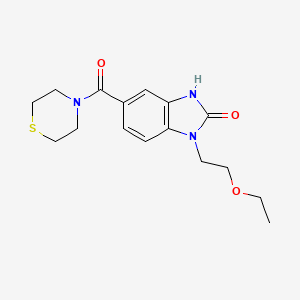 molecular formula C16H21N3O3S B5533256 1-(2-ethoxyethyl)-5-(thiomorpholin-4-ylcarbonyl)-1,3-dihydro-2H-benzimidazol-2-one 