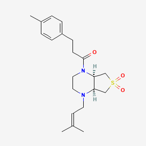 molecular formula C21H30N2O3S B5533301 (4aR*,7aS*)-1-(3-methyl-2-buten-1-yl)-4-[3-(4-methylphenyl)propanoyl]octahydrothieno[3,4-b]pyrazine 6,6-dioxide 