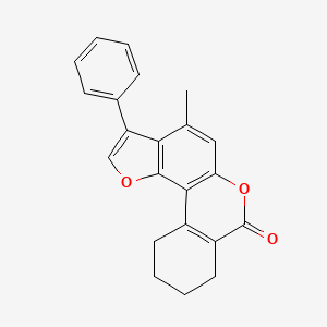 molecular formula C22H18O3 B5533326 4-methyl-3-phenyl-8,9,10,11-tetrahydro-7H-benzo[c]furo[2,3-f]chromen-7-one 