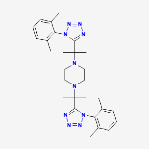 molecular formula C28H38N10 B5533330 1,4-bis{1-[1-(2,6-dimethylphenyl)-1H-tetrazol-5-yl]-1-methylethyl}piperazine 