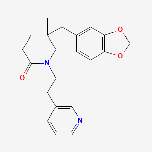 molecular formula C21H24N2O3 B5533390 5-(1,3-benzodioxol-5-ylmethyl)-5-methyl-1-(2-pyridin-3-ylethyl)piperidin-2-one 