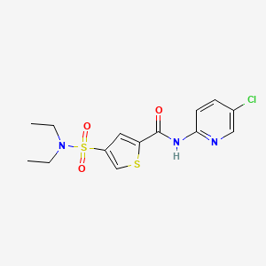 molecular formula C14H16ClN3O3S2 B5533391 N-(5-chloro-2-pyridinyl)-4-[(diethylamino)sulfonyl]-2-thiophenecarboxamide 