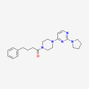 molecular formula C22H29N5O B5533402 4-[4-(4-phenylbutanoyl)-1-piperazinyl]-2-(1-pyrrolidinyl)pyrimidine 