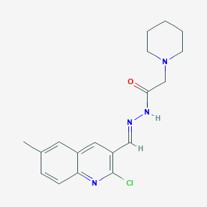molecular formula C18H21ClN4O B5533411 N'-[(2-chloro-6-methyl-3-quinolinyl)methylene]-2-(1-piperidinyl)acetohydrazide 