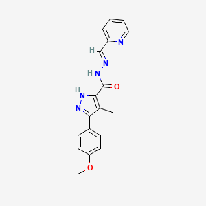 molecular formula C19H19N5O2 B5533416 3-(4-ethoxyphenyl)-4-methyl-N'-(2-pyridinylmethylene)-1H-pyrazole-5-carbohydrazide 