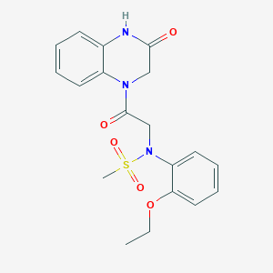 molecular formula C19H21N3O5S B5533424 N-(2-ethoxyphenyl)-N-[2-oxo-2-(3-oxo-3,4-dihydro-1(2H)-quinoxalinyl)ethyl]methanesulfonamide 