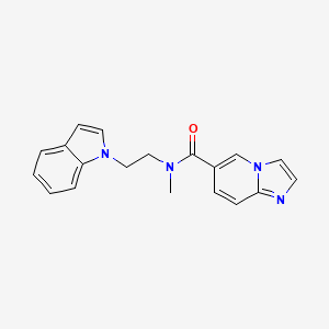 molecular formula C19H18N4O B5533430 N-[2-(1H-indol-1-yl)ethyl]-N-methylimidazo[1,2-a]pyridine-6-carboxamide 