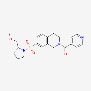molecular formula C21H25N3O4S B5533479 2-异烟酰基-7-{[2-(甲氧基甲基)吡咯烷-1-基]磺酰基}-1,2,3,4-四氢异喹啉 