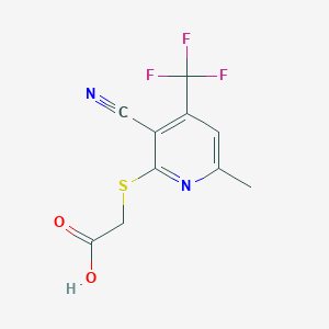molecular formula C10H7F3N2O2S B5533526 {[3-cyano-6-methyl-4-(trifluoromethyl)pyridin-2-yl]thio}acetic acid CAS No. 299198-23-5