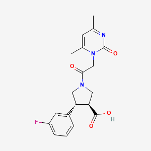 molecular formula C19H20FN3O4 B5533542 (3S*,4R*)-1-[(4,6-dimethyl-2-oxopyrimidin-1(2H)-yl)acetyl]-4-(3-fluorophenyl)pyrrolidine-3-carboxylic acid 
