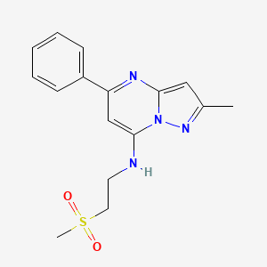molecular formula C16H18N4O2S B5533594 2-methyl-N-[2-(methylsulfonyl)ethyl]-5-phenylpyrazolo[1,5-a]pyrimidin-7-amine 