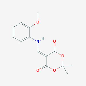 molecular formula C14H15NO5 B5533605 5-{[(2-methoxyphenyl)amino]methylene}-2,2-dimethyl-1,3-dioxane-4,6-dione 