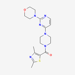 molecular formula C18H24N6O2S B5533619 4-(4-{4-[(2,4-dimethyl-1,3-thiazol-5-yl)carbonyl]-1-piperazinyl}-2-pyrimidinyl)morpholine 