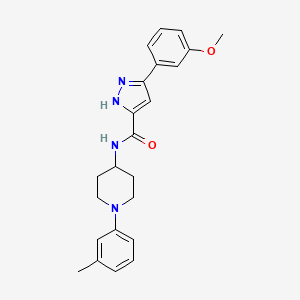 molecular formula C23H26N4O2 B5533621 3-(3-methoxyphenyl)-N-[1-(3-methylphenyl)-4-piperidinyl]-1H-pyrazole-5-carboxamide 