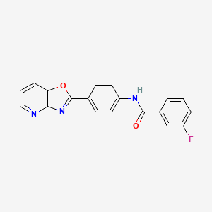 molecular formula C19H12FN3O2 B5533627 3-fluoro-N-(4-[1,3]oxazolo[4,5-b]pyridin-2-ylphenyl)benzamide 