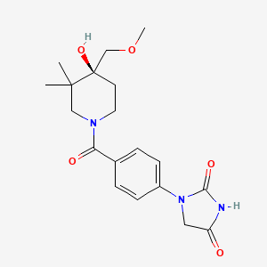 molecular formula C19H25N3O5 B5533648 1-(4-{[(4S*)-4-hydroxy-4-(methoxymethyl)-3,3-dimethylpiperidin-1-yl]carbonyl}phenyl)imidazolidine-2,4-dione 