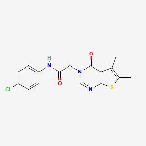 molecular formula C16H14ClN3O2S B5533677 N-(4-chlorophenyl)-2-(5,6-dimethyl-4-oxothieno[2,3-d]pyrimidin-3(4H)-yl)acetamide 