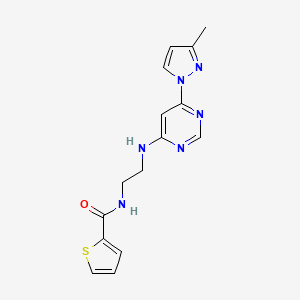 molecular formula C15H16N6OS B5533721 N-(2-{[6-(3-methyl-1H-pyrazol-1-yl)-4-pyrimidinyl]amino}ethyl)-2-thiophenecarboxamide 