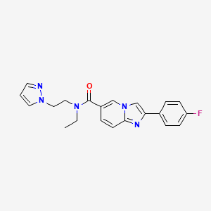 molecular formula C21H20FN5O B5533744 N-ethyl-2-(4-fluorophenyl)-N-[2-(1H-pyrazol-1-yl)ethyl]imidazo[1,2-a]pyridine-6-carboxamide 