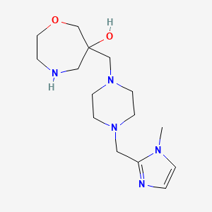 molecular formula C15H27N5O2 B5533758 6-({4-[(1-methyl-1H-imidazol-2-yl)methyl]-1-piperazinyl}methyl)-1,4-oxazepan-6-ol dihydrochloride 