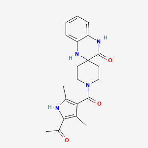 molecular formula C21H24N4O3 B5533770 1-[(5-acetyl-2,4-dimethyl-1H-pyrrol-3-yl)carbonyl]-1',4'-dihydro-3'H-spiro[piperidine-4,2'-quinoxalin]-3'-one 