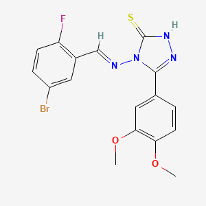 molecular formula C17H14BrFN4O2S B5533834 4-[(5-bromo-2-fluorobenzylidene)amino]-5-(3,4-dimethoxyphenyl)-4H-1,2,4-triazole-3-thiol 