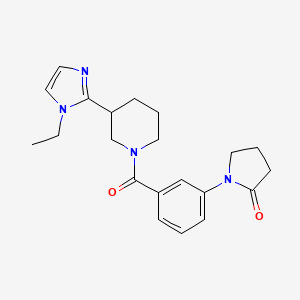 molecular formula C21H26N4O2 B5533835 1-(3-{[3-(1-ethyl-1H-imidazol-2-yl)-1-piperidinyl]carbonyl}phenyl)-2-pyrrolidinone 