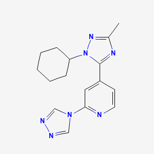 molecular formula C16H19N7 B5533842 4-(1-cyclohexyl-3-methyl-1H-1,2,4-triazol-5-yl)-2-(4H-1,2,4-triazol-4-yl)pyridine 
