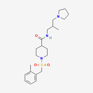 molecular formula C22H35N3O3S B5533859 1-[(2-methylbenzyl)sulfonyl]-N-[2-methyl-3-(1-pyrrolidinyl)propyl]-4-piperidinecarboxamide 