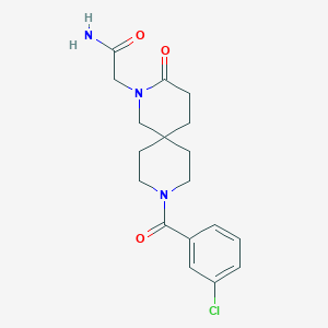 molecular formula C18H22ClN3O3 B5533912 2-[9-(3-chlorobenzoyl)-3-oxo-2,9-diazaspiro[5.5]undec-2-yl]acetamide 