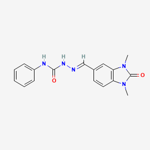 molecular formula C17H17N5O2 B5533970 1,3-dimethyl-2-oxo-2,3-dihydro-1H-benzimidazole-5-carbaldehyde N-phenylsemicarbazone 
