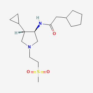 molecular formula C17H30N2O3S B5533975 2-cyclopentyl-N-{rel-(3R,4S)-4-cyclopropyl-1-[2-(methylsulfonyl)ethyl]-3-pyrrolidinyl}acetamide hydrochloride 