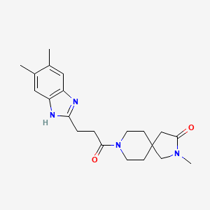 molecular formula C21H28N4O2 B5533992 8-[3-(5,6-dimethyl-1H-benzimidazol-2-yl)propanoyl]-2-methyl-2,8-diazaspiro[4.5]decan-3-one 