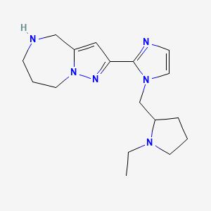 molecular formula C17H26N6 B5534009 2-{1-[(1-ethyl-2-pyrrolidinyl)methyl]-1H-imidazol-2-yl}-5,6,7,8-tetrahydro-4H-pyrazolo[1,5-a][1,4]diazepine dihydrochloride 