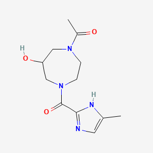 molecular formula C12H18N4O3 B5534054 1-acetyl-4-[(4-methyl-1H-imidazol-2-yl)carbonyl]-1,4-diazepan-6-ol 