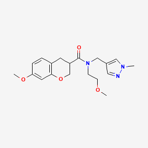 molecular formula C19H25N3O4 B5534083 7-methoxy-N-(2-methoxyethyl)-N-[(1-methyl-1H-pyrazol-4-yl)methyl]chromane-3-carboxamide 
