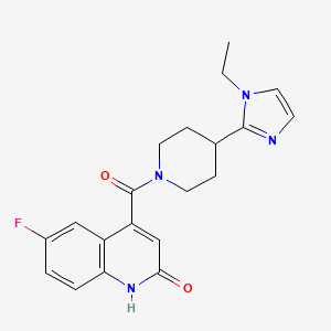 molecular formula C20H21FN4O2 B5534087 4-{[4-(1-ethyl-1H-imidazol-2-yl)-1-piperidinyl]carbonyl}-6-fluoro-2(1H)-quinolinone 