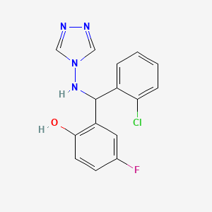 molecular formula C15H12ClFN4O B5534160 2-[(2-chlorophenyl)(4H-1,2,4-triazol-4-ylamino)methyl]-4-fluorophenol 