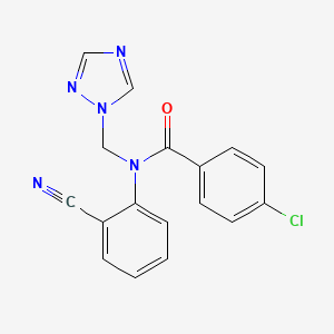molecular formula C17H12ClN5O B5534206 4-chloro-N-(2-cyanophenyl)-N-(1H-1,2,4-triazol-1-ylmethyl)benzamide 