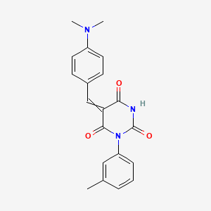 molecular formula C20H19N3O3 B5534220 5-[4-(dimethylamino)benzylidene]-1-(3-methylphenyl)-2,4,6(1H,3H,5H)-pyrimidinetrione 