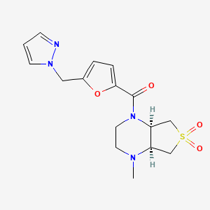 molecular formula C16H20N4O4S B5534284 (4aR*,7aS*)-1-methyl-4-[5-(1H-pyrazol-1-ylmethyl)-2-furoyl]octahydrothieno[3,4-b]pyrazine 6,6-dioxide 