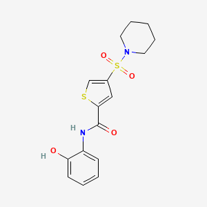 molecular formula C16H18N2O4S2 B5534346 N-(2-hydroxyphenyl)-4-(1-piperidinylsulfonyl)-2-thiophenecarboxamide 