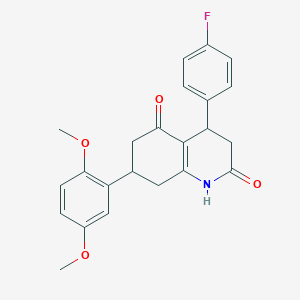 molecular formula C23H22FNO4 B5534374 7-(2,5-dimethoxyphenyl)-4-(4-fluorophenyl)-4,6,7,8-tetrahydro-2,5(1H,3H)-quinolinedione 